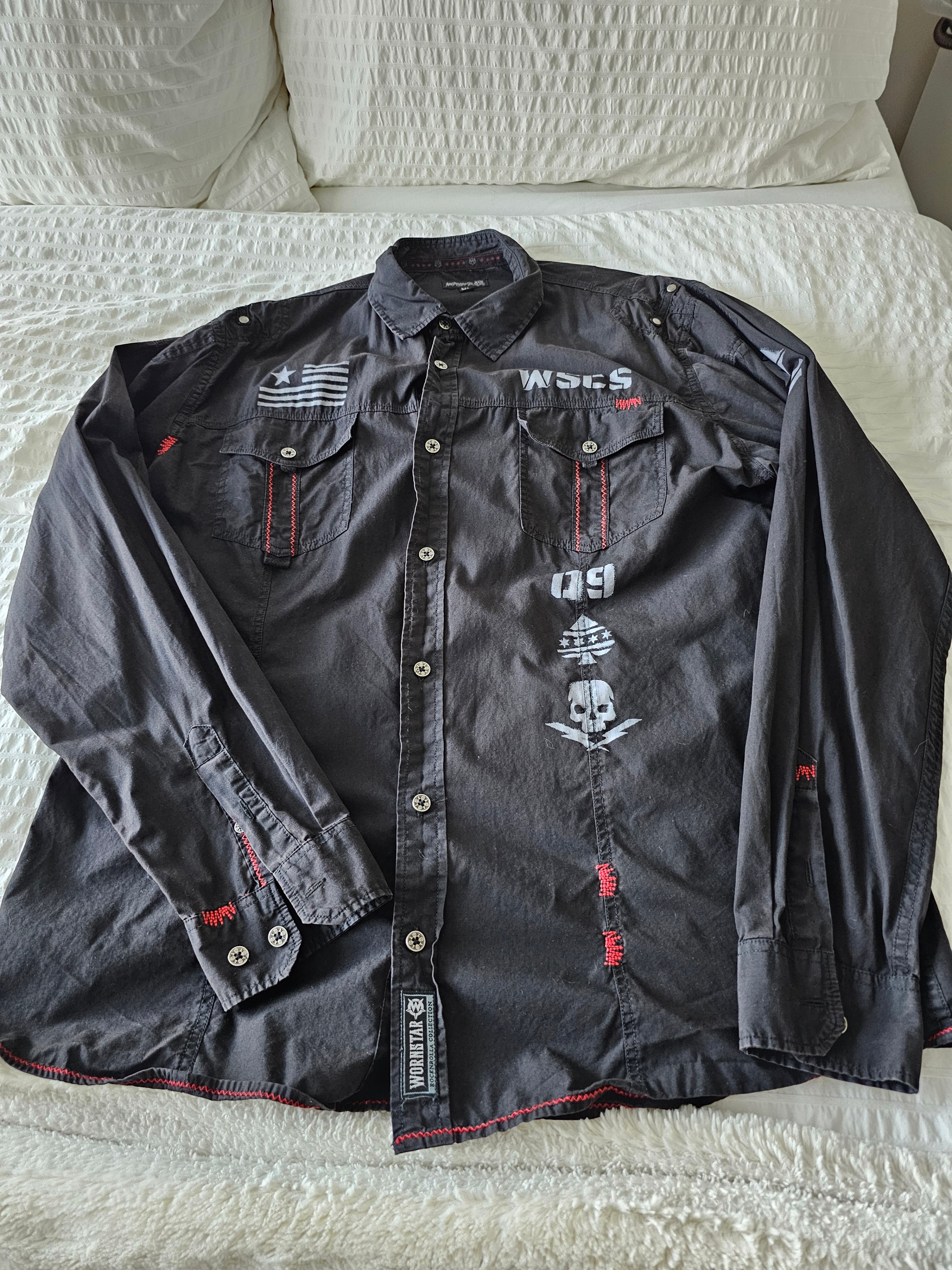 "WORNSTAR"-Live Life Loud-Long Sleeve Work Shirt-XL