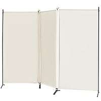 3-Panel Room Divider, 6 Ft Tall Privacy Screen - Grey, pic1+2