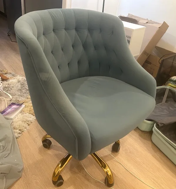 Blue Velvet Swivel Desk Chair image indicator(2)