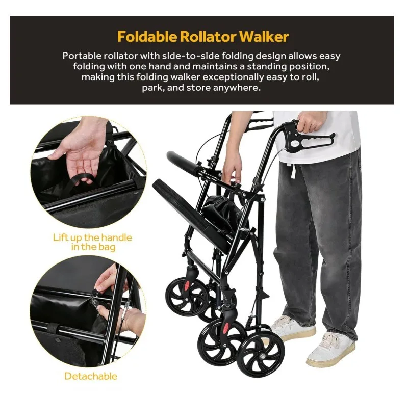 Folding Walker with Seat,4-Wheels Rollator-Only 3 times used image indicator(2)