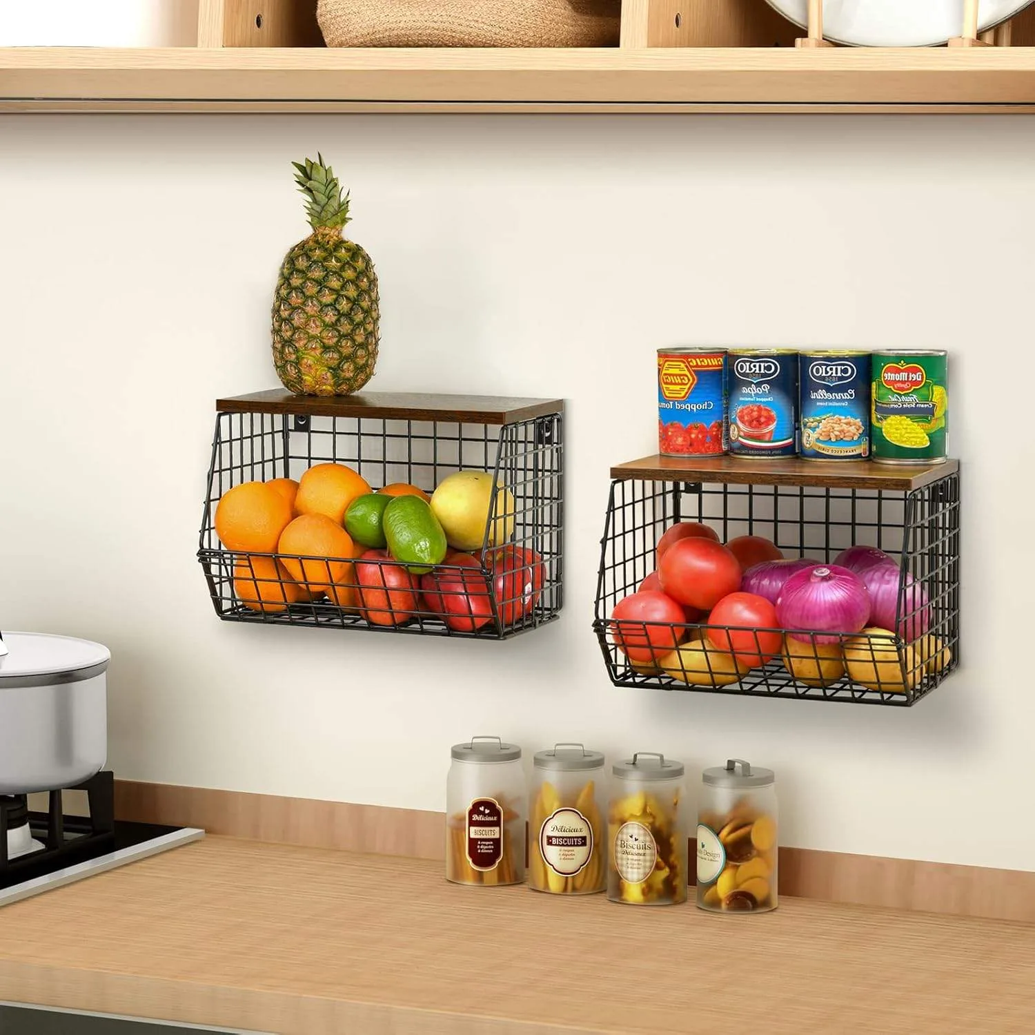 Wetheny 2-Piece Metal Fruit & Vegetable Storage Baskets – Matte image indicator(4)