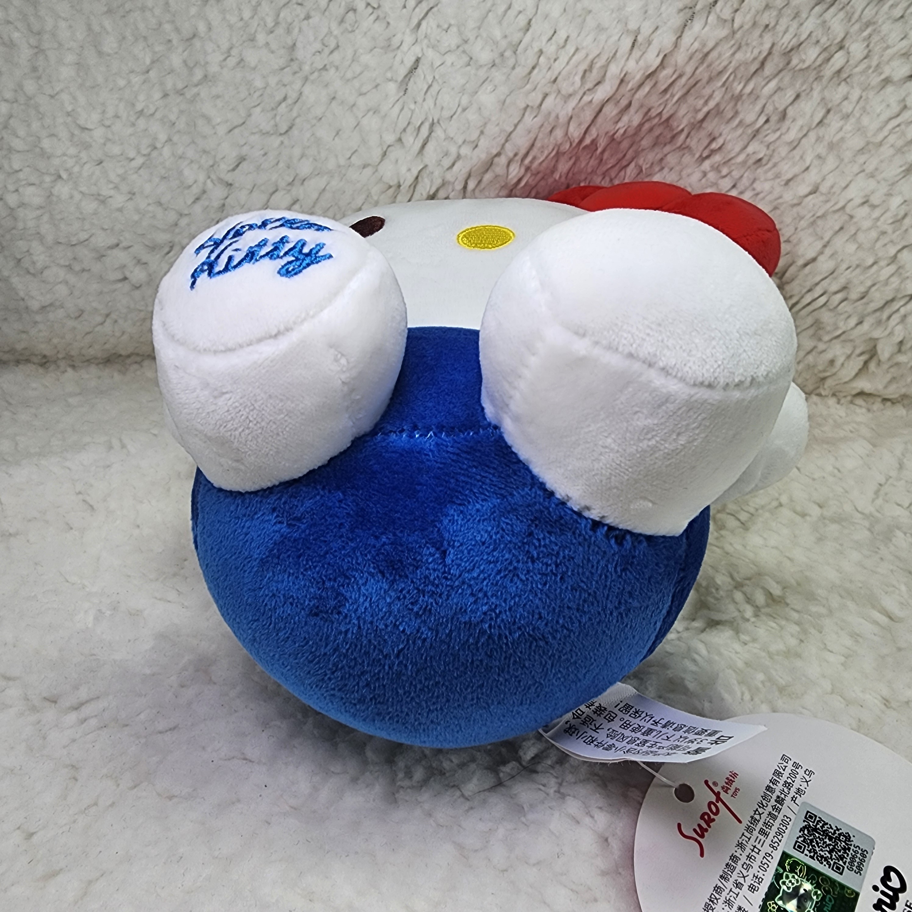 Hello Kitty Plush 9”  Red Bow Blue Overalls Sanrio Stuffed Toy - photo 5