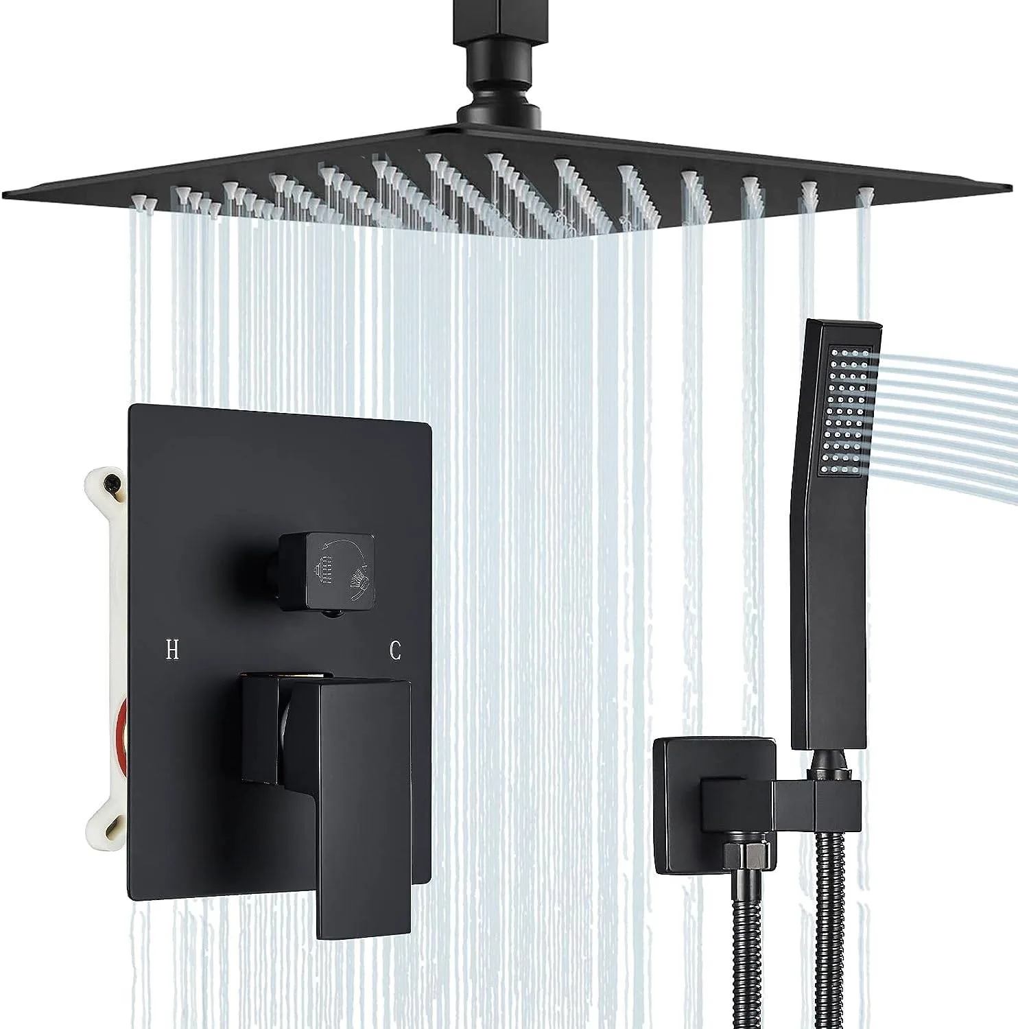 Matte Black Shower System with Handheld image indicator(4)