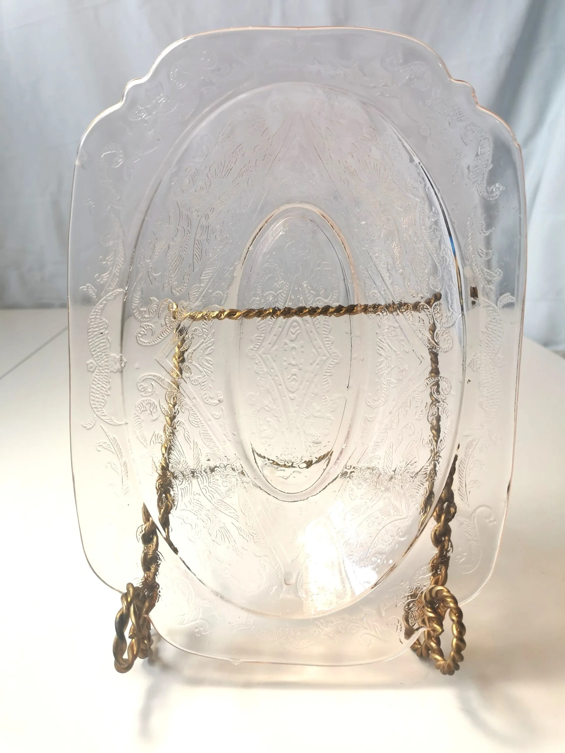 Pink Depression Glass Serving Dish JEANETTE ADAM Pattern 1930s image indicator(2)