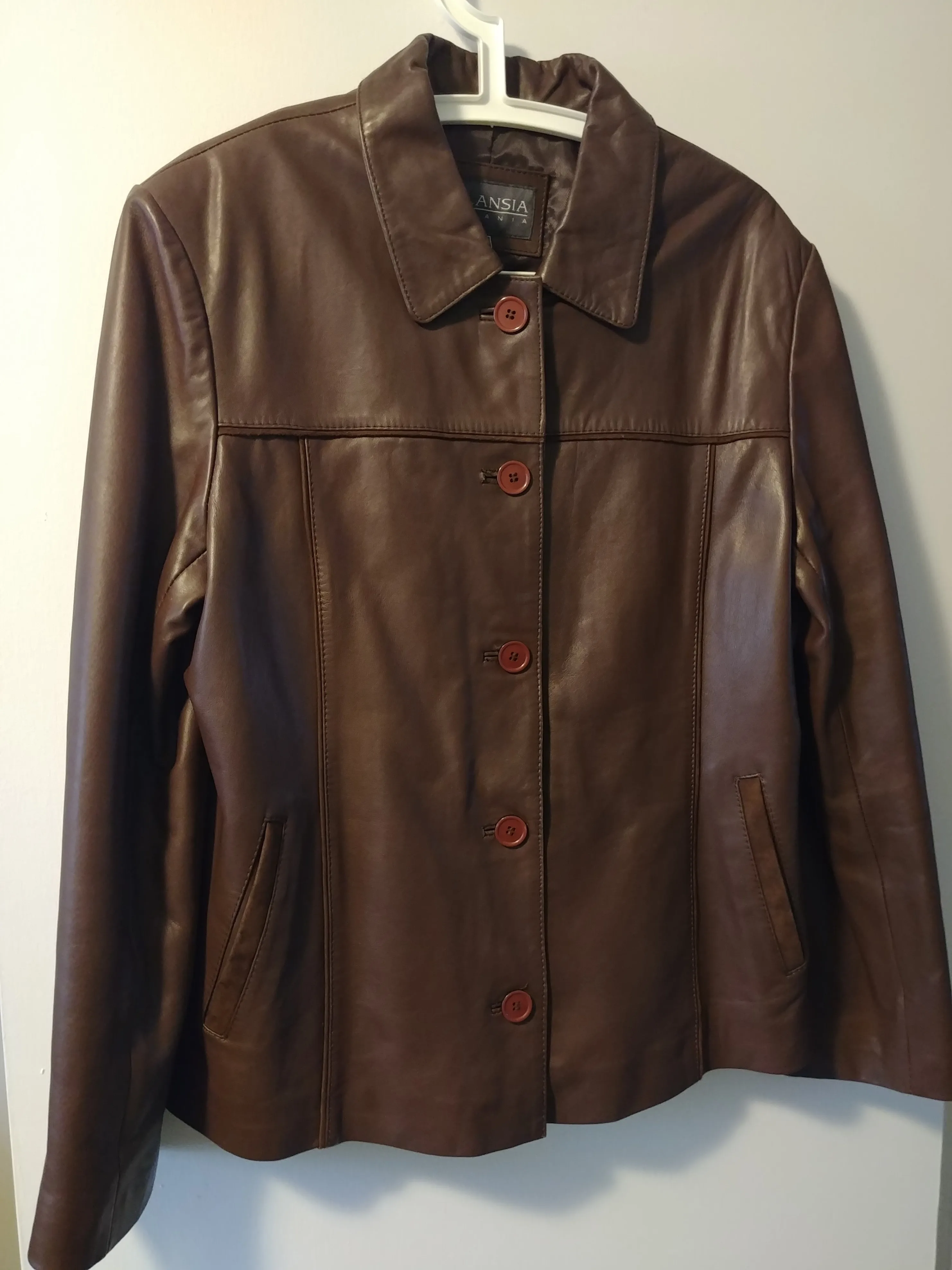 Like New Belansia Espania Leather Jacket, Size 16, Suede Edging