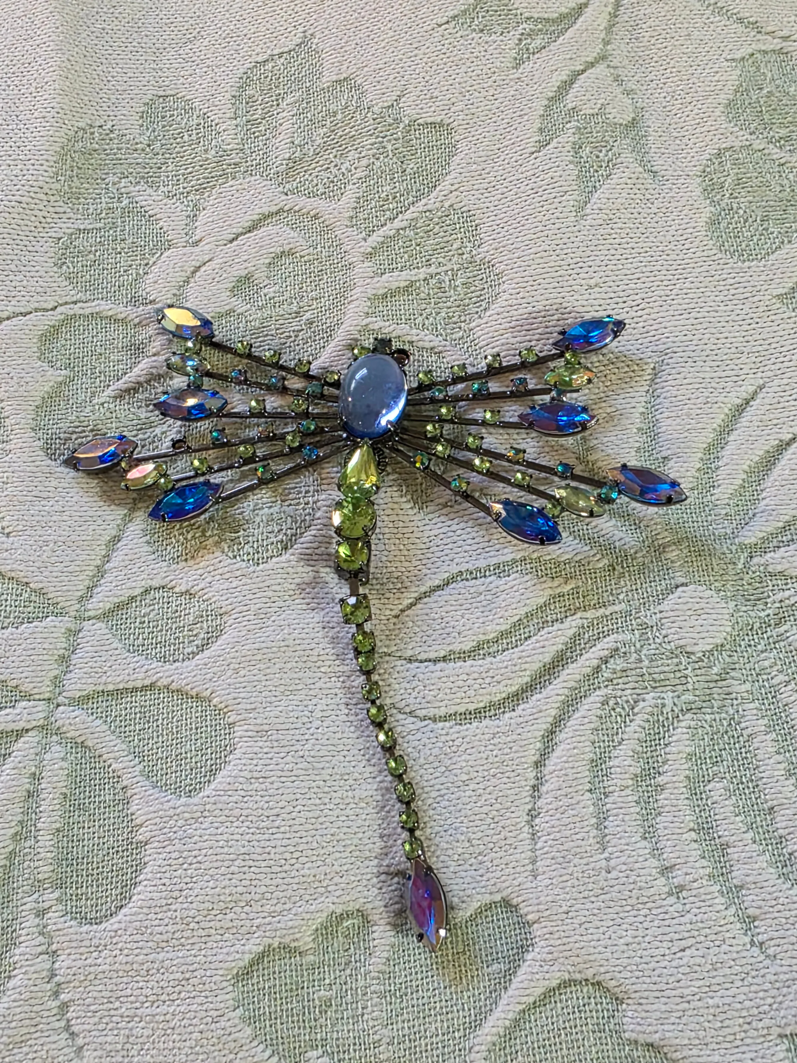 Dragonfly Brooch with Blue and Green Stones image indicator(2)