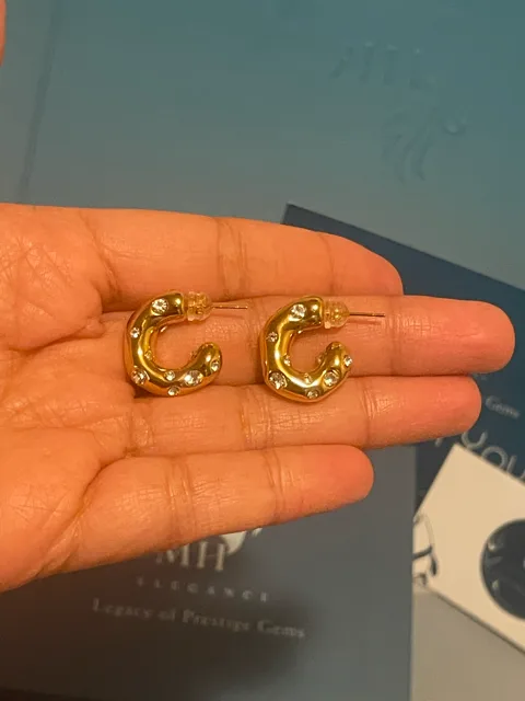 18k Gold Plated C-Shaped Chunky Gold Hoops