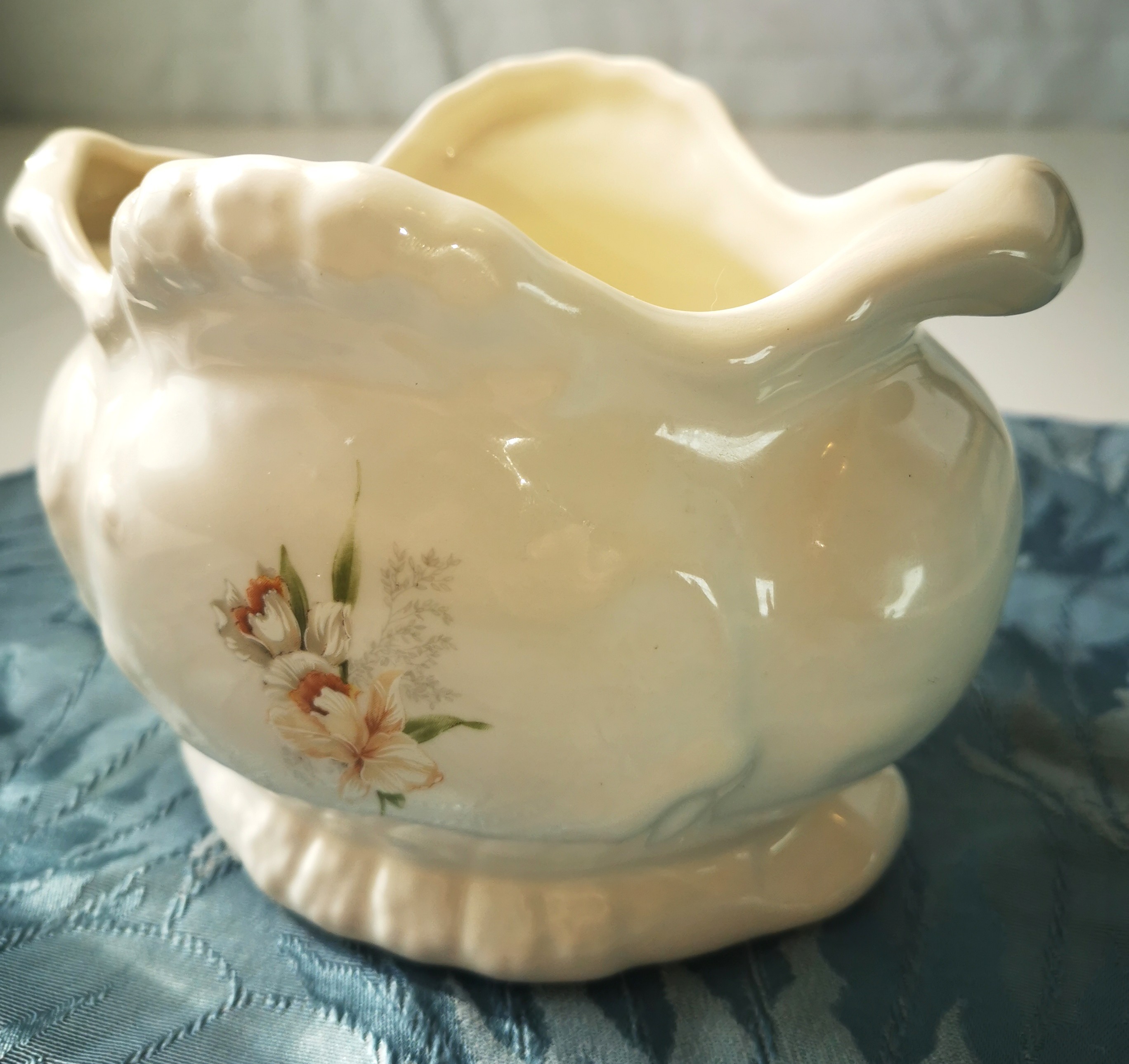 Cachepot Handles Porcelain Vintage Floral Ceramic Vase Bowl - photo 2