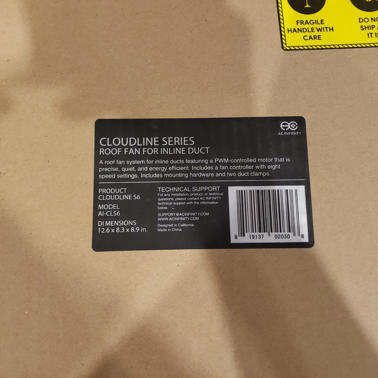 AC Infinity CLOUDLINE Series 6" Inline Quiet Duct Fan, AI-CLS6 image indicator(2)