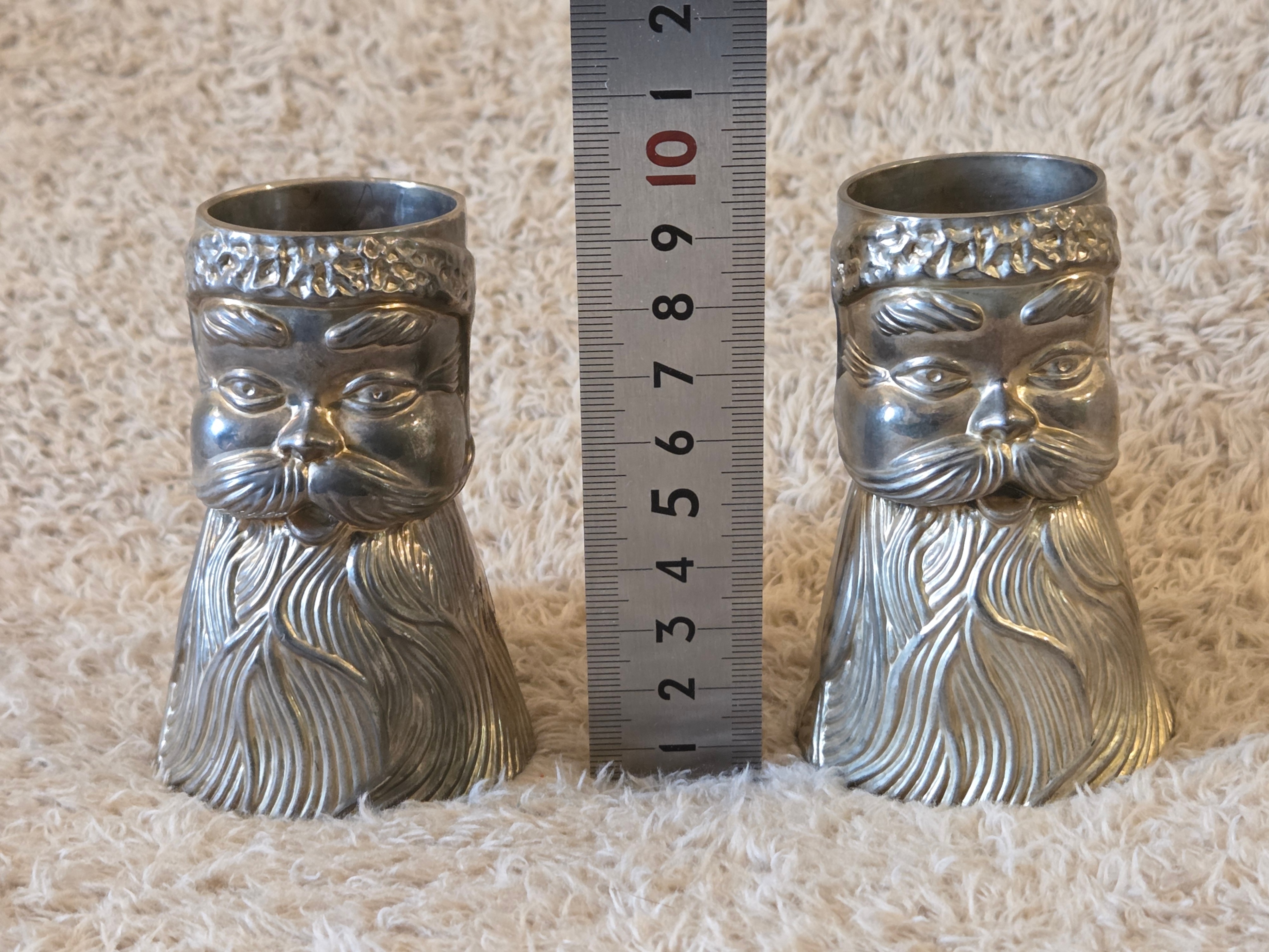 Vintage Pewter Santa Taper Candle Holders – Pair - photo 2
