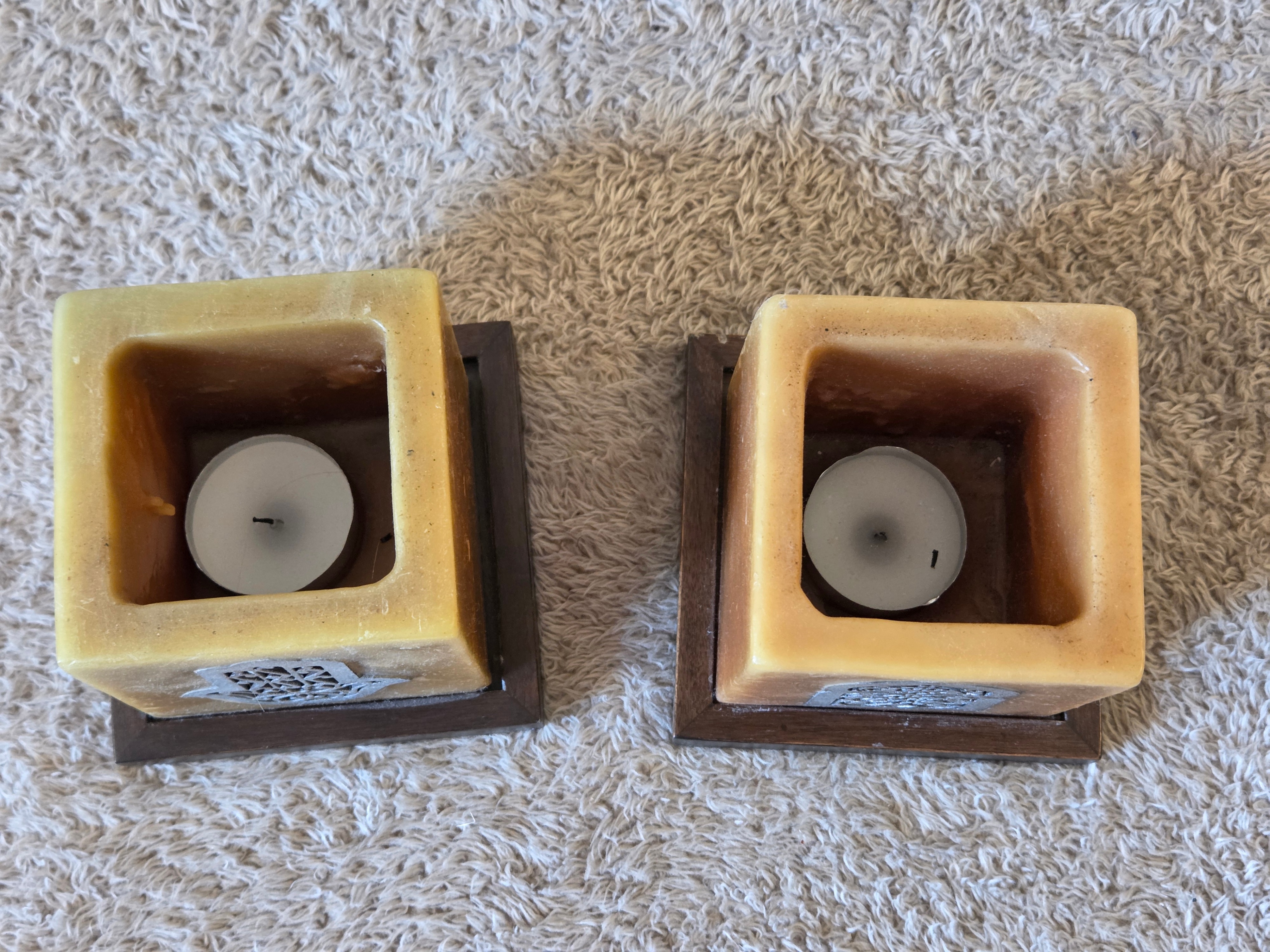 Moroccan Wax Tealight Holders – Pair, Hamsa/Arch - photo 3