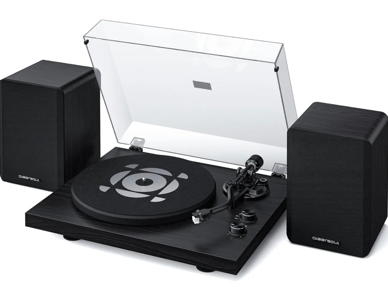 Vinyl Record Player Turntable, Built-in Preamp S-Shaped Tonearm thumbnail