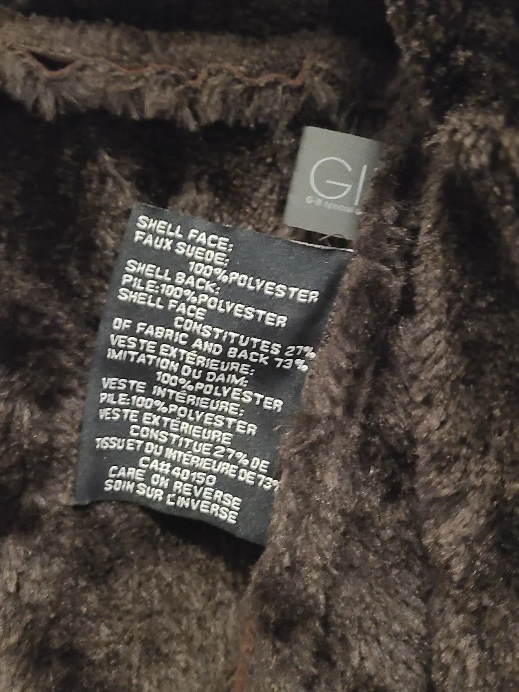 Girl's chocolate double breast winter faux suede coat Size 5 image indicator(3)