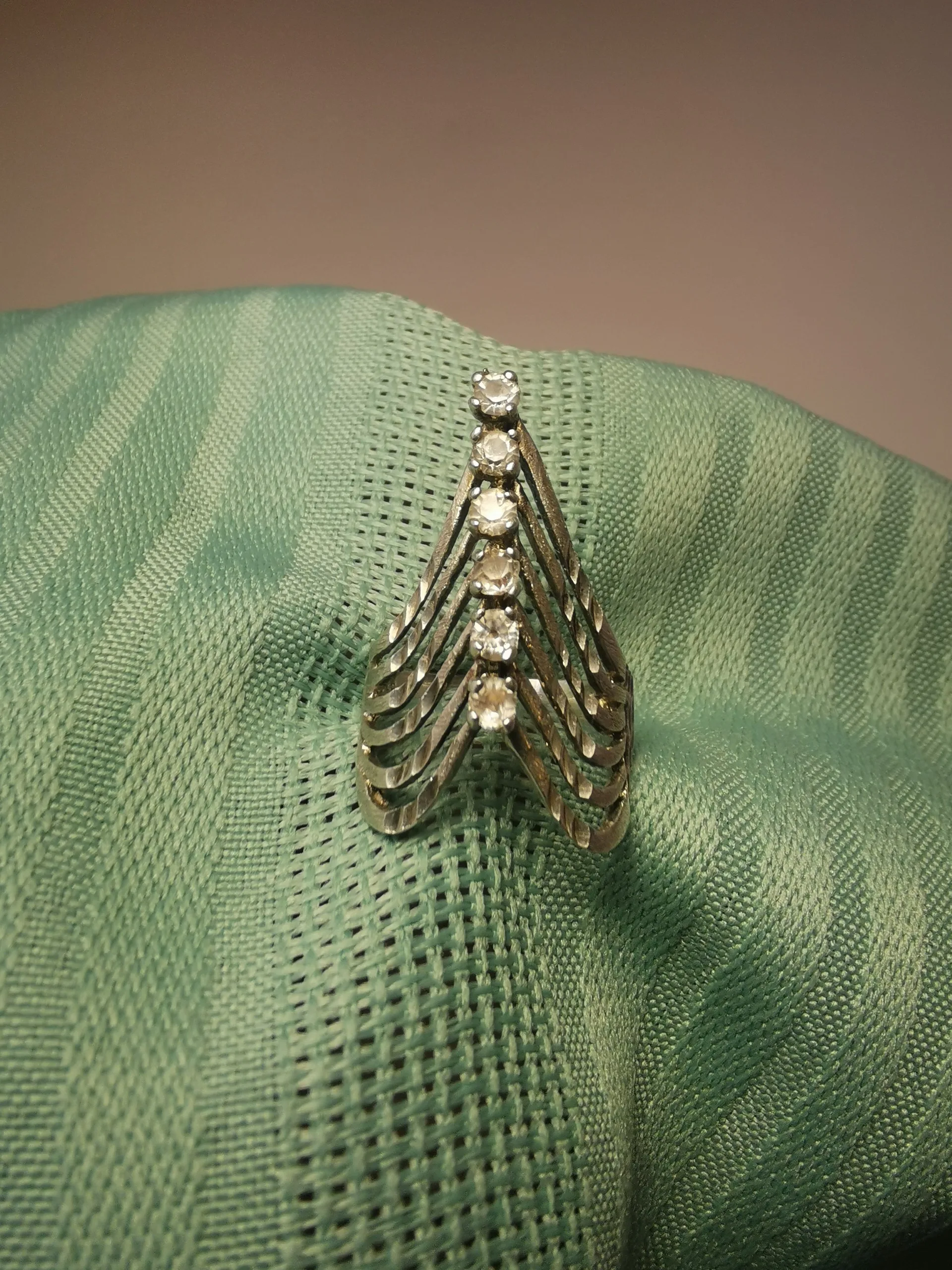 Sterling Silver 925 Multi Band Index Finger Clear Accents 6.5 image indicator(3)