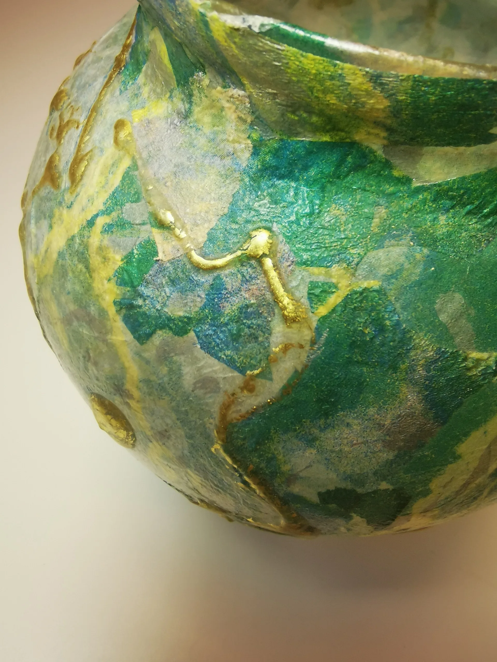 Handmade Decorative Vase with Floral Design 7.5" Tall Vintage image indicator(3)