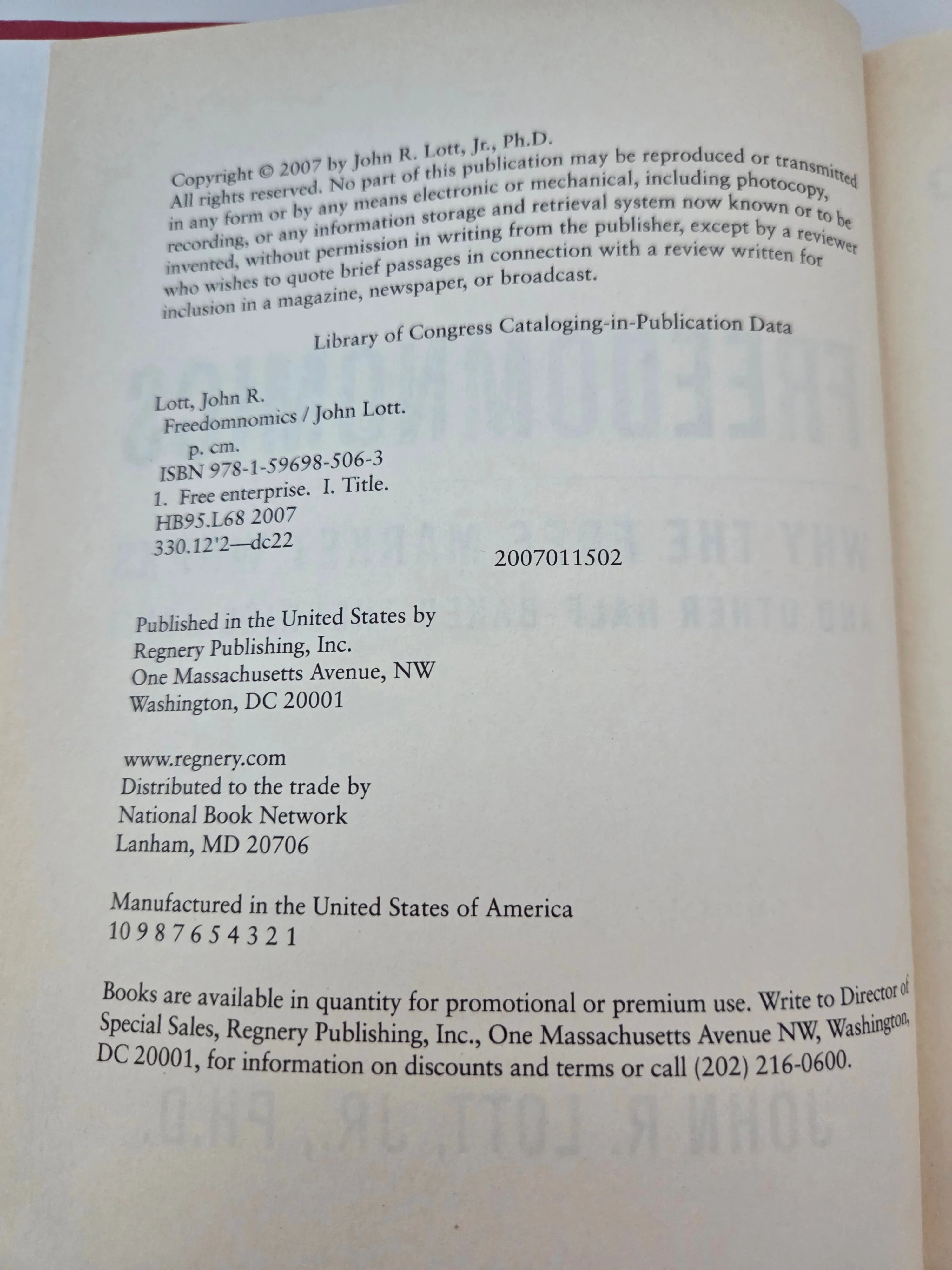 Freedomnomics – John R. Lott, 2007 Hardcover image indicator(3)