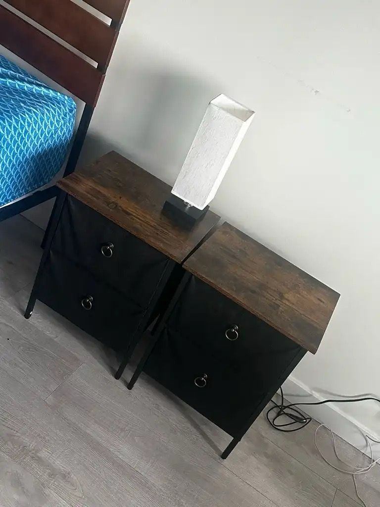 Pair of Side tables with 2 Tier Cloth shelves - photo 3