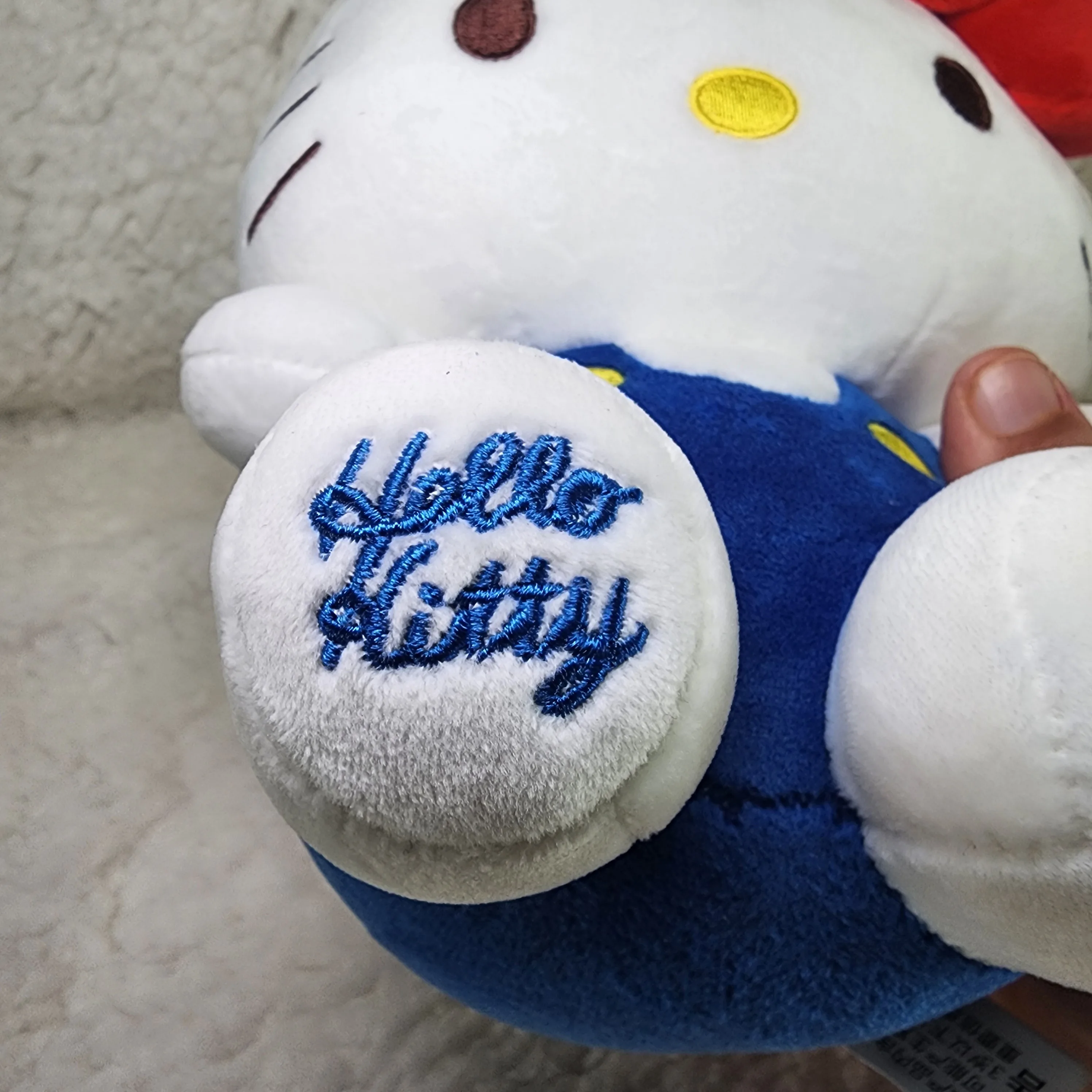 Hello Kitty Plush 9”  Red Bow Blue Overalls Sanrio Stuffed Toy image indicator(7)