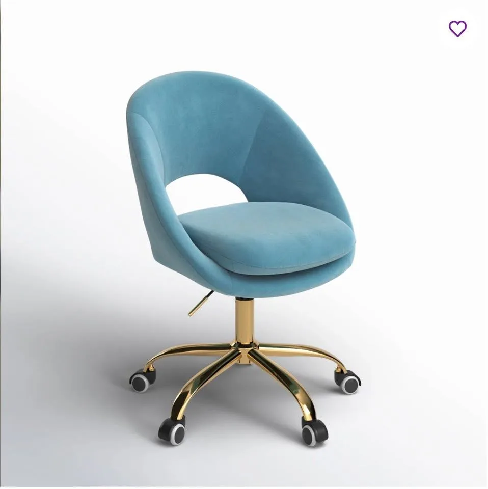 Blue velvet chair with wheels (pick up 12/1-7) image indicator(2)