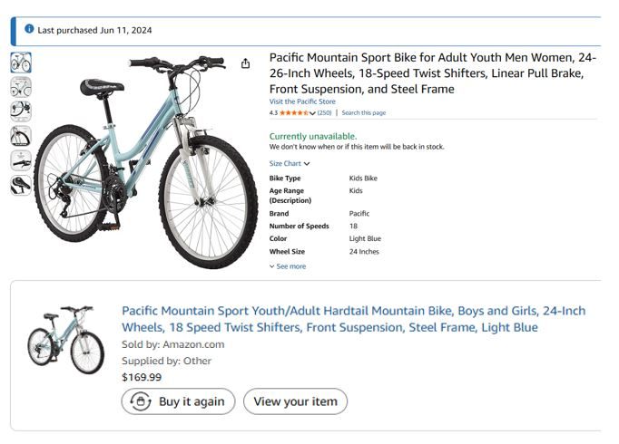 24″ Bike – 18-Speed Shifters, Front Suspension (Used Once) - photo 2