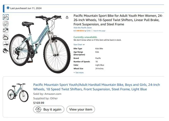 24″ Bike – 18-Speed Shifters, Front Suspension (Used Once) image indicator(2)