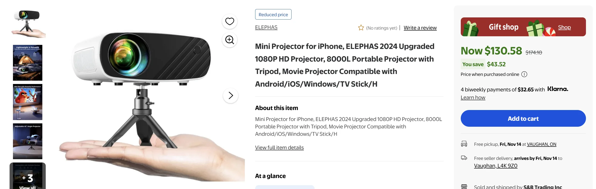 ELEPHAS Mini Projector (W13-M) + Stand & Adapter image indicator(5)