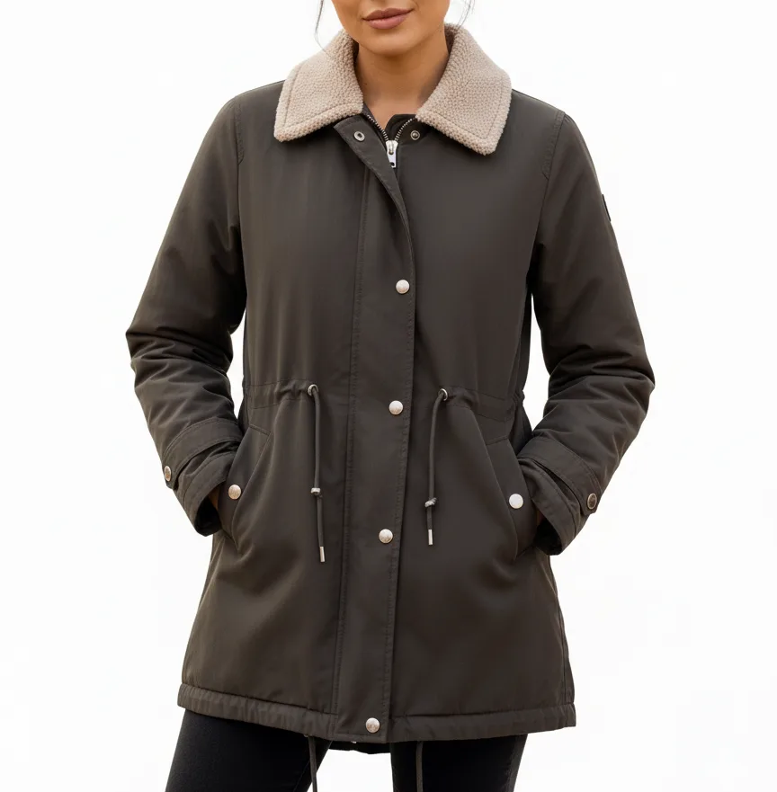 🧥 Ralph Lauren Premium Quilted Jacket Faux Sherpa Collar Women L