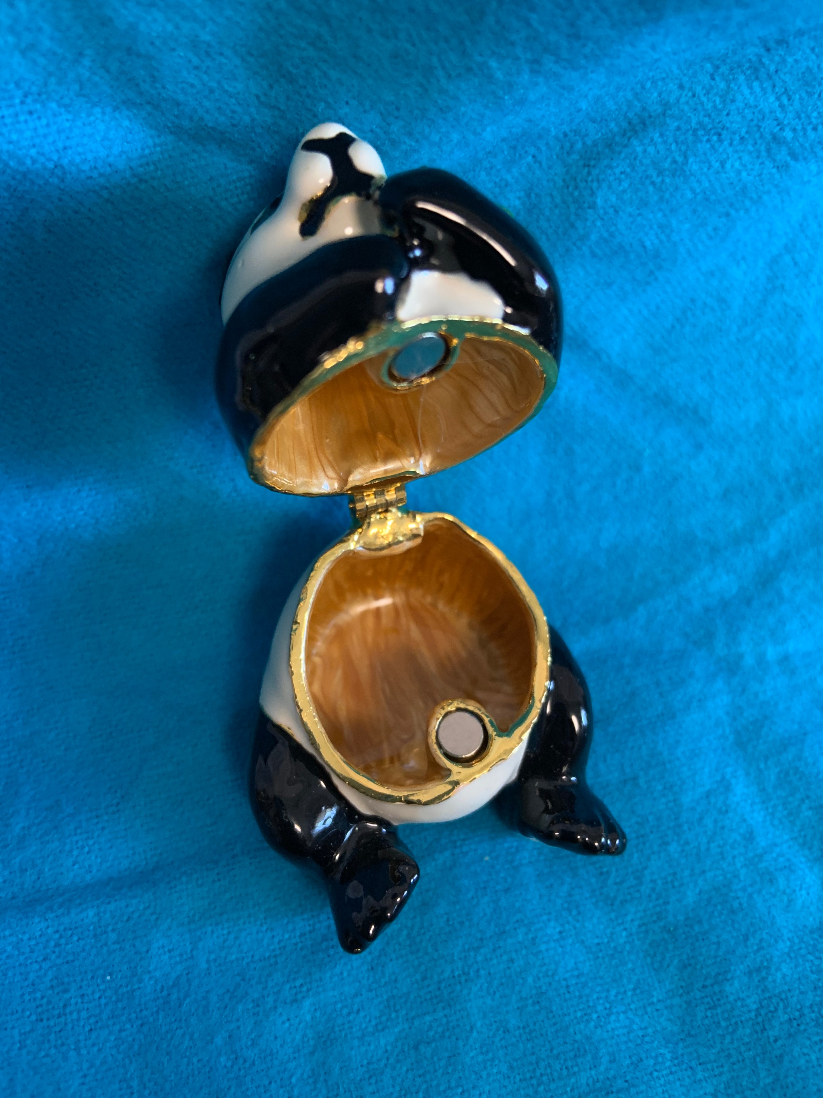 Jeweled Enamel Handpainted Panda Trinket Box - photo 2