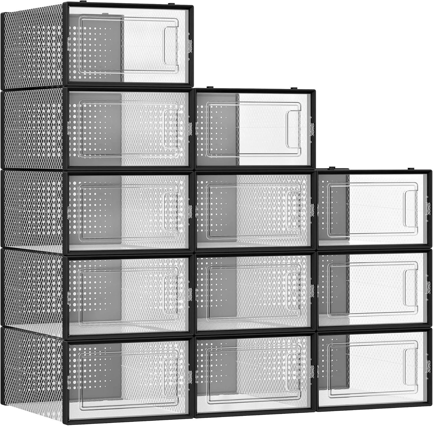 Stackable Clear Shoe Boxes – Pack of 12