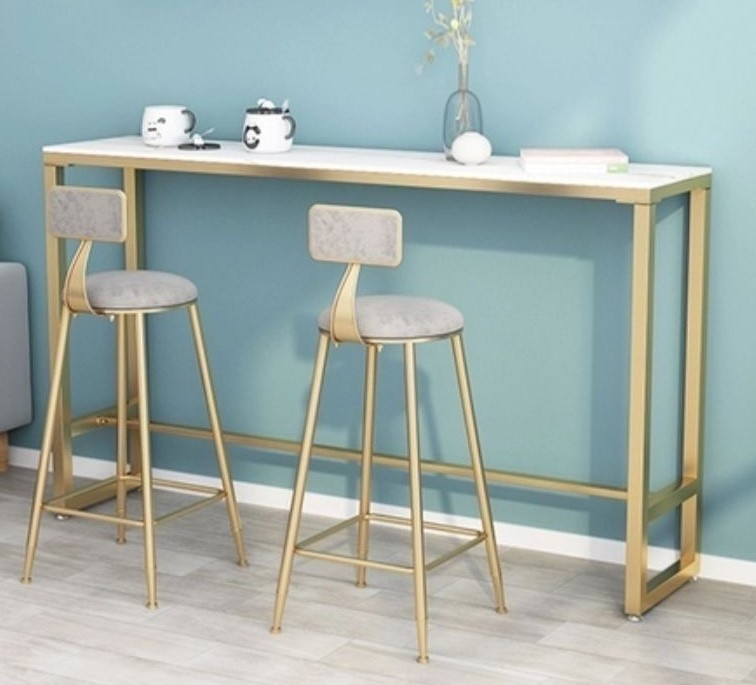 Velvet Cushioned Bar Stools with Gold Legs – a set of 2