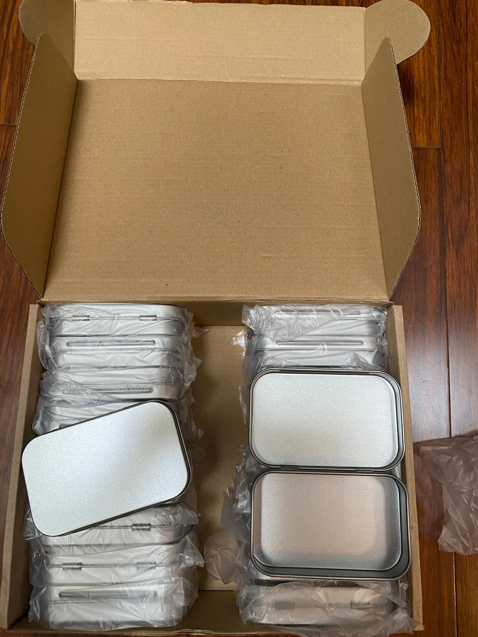 20 Pieces Rectangular Metal Empty Hinged Tins Containers