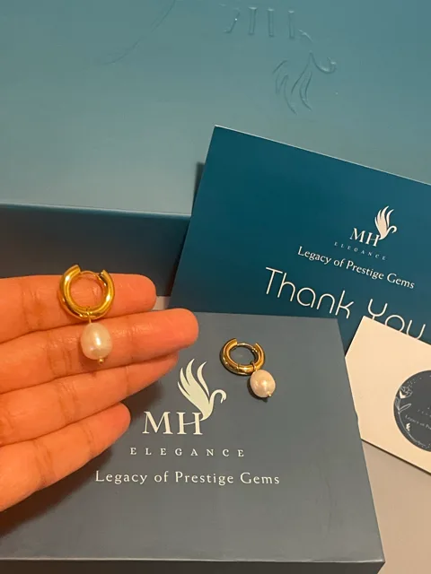 14k Gold Plated Gold & Pearl Halo Hoops image indicator(5)