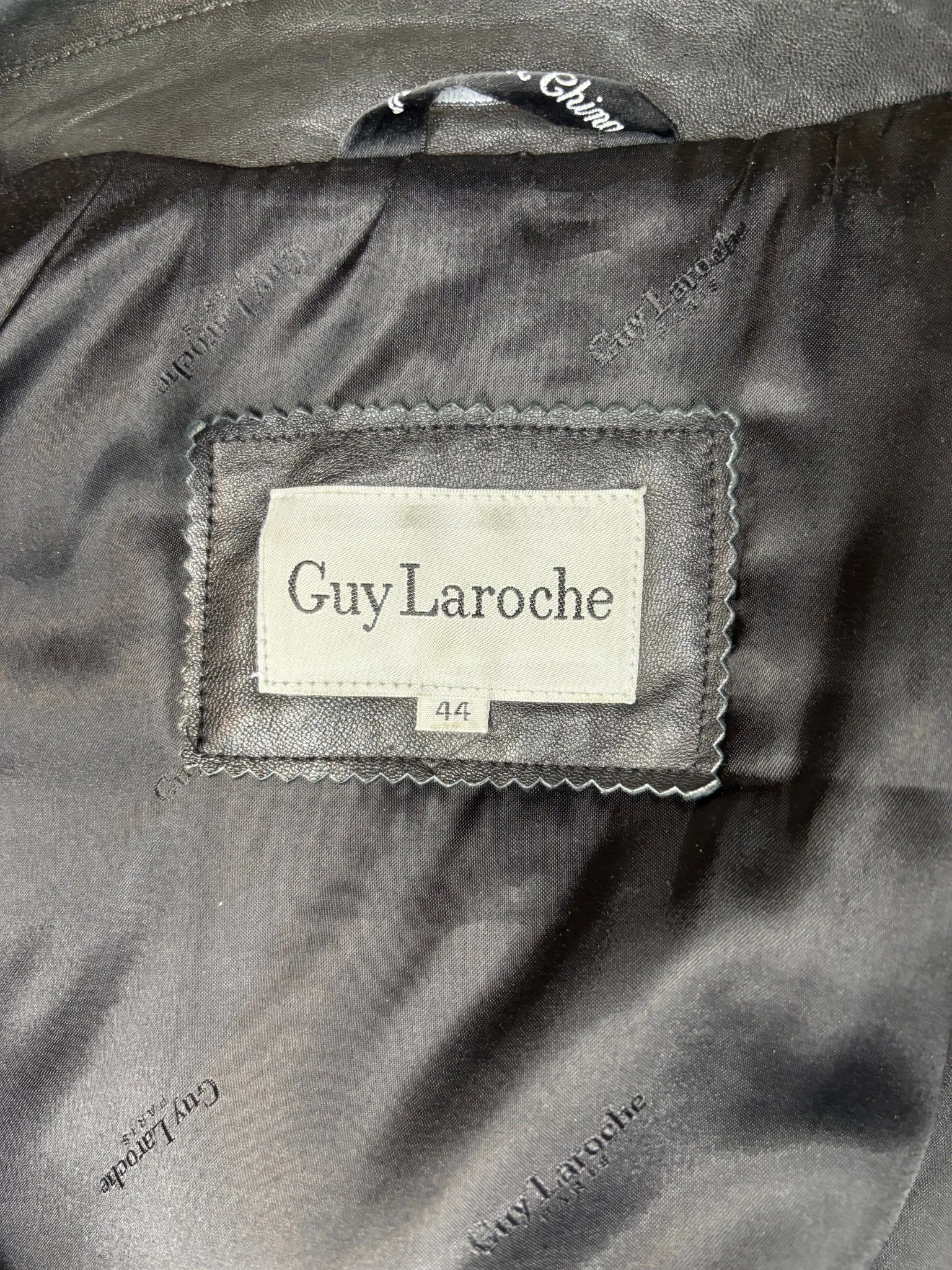 Guy Laroche Mens Black Leather Coat Size 44 image indicator(6)