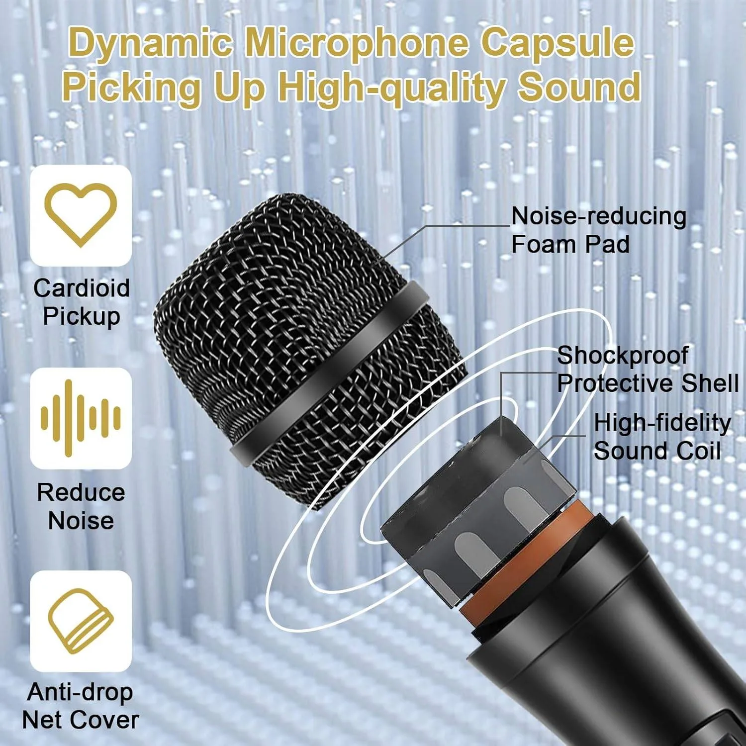 ALPOWL WXM Wireless Microphone, Dual Professional UHF 2pc Set image indicator(4)