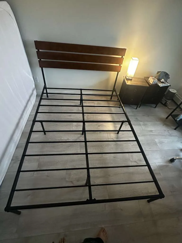 39 inch Bamboo and Metal Platform Bed Frame