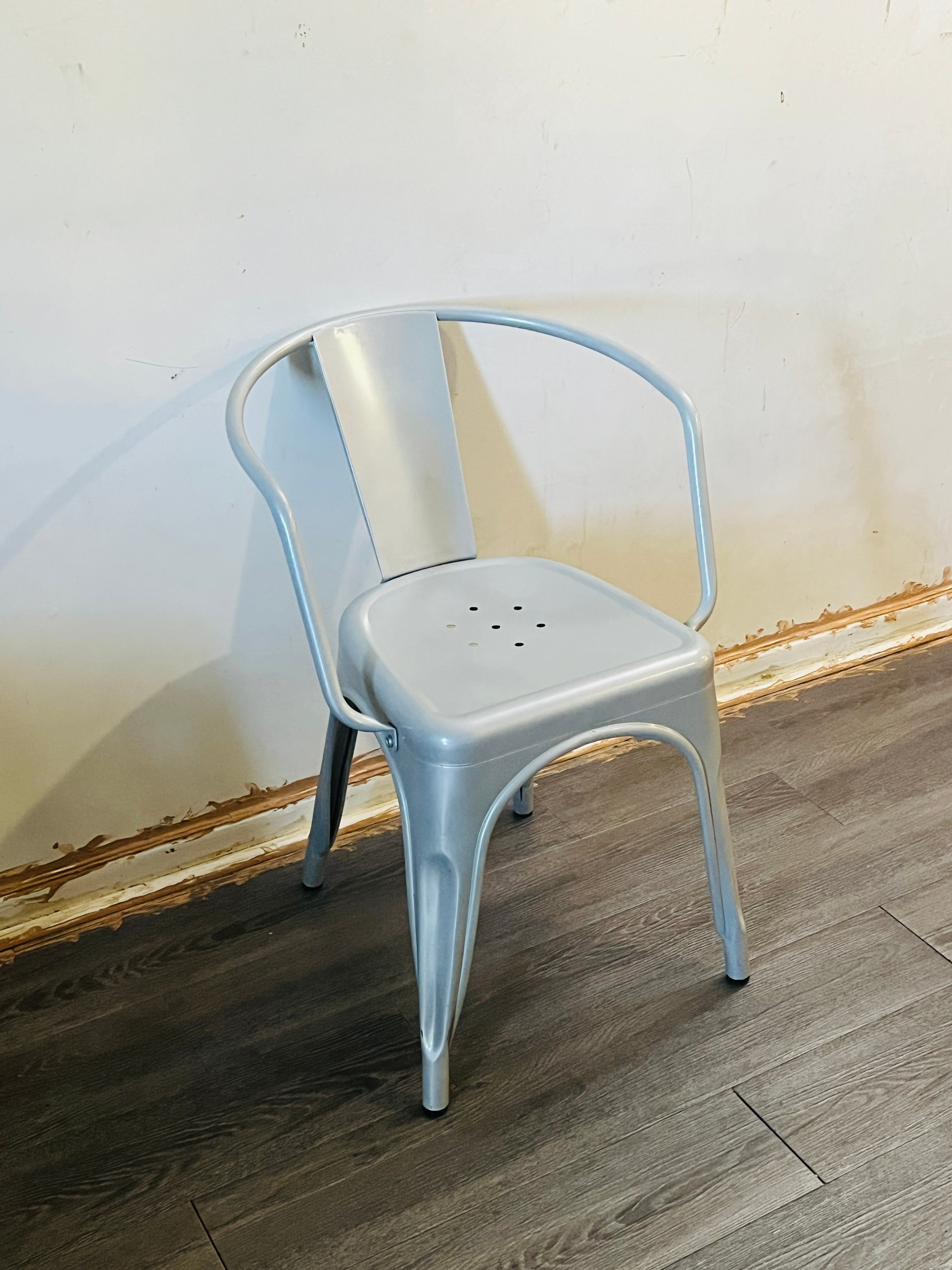 clear coated metal indoor stackable chair furniture - photo 2