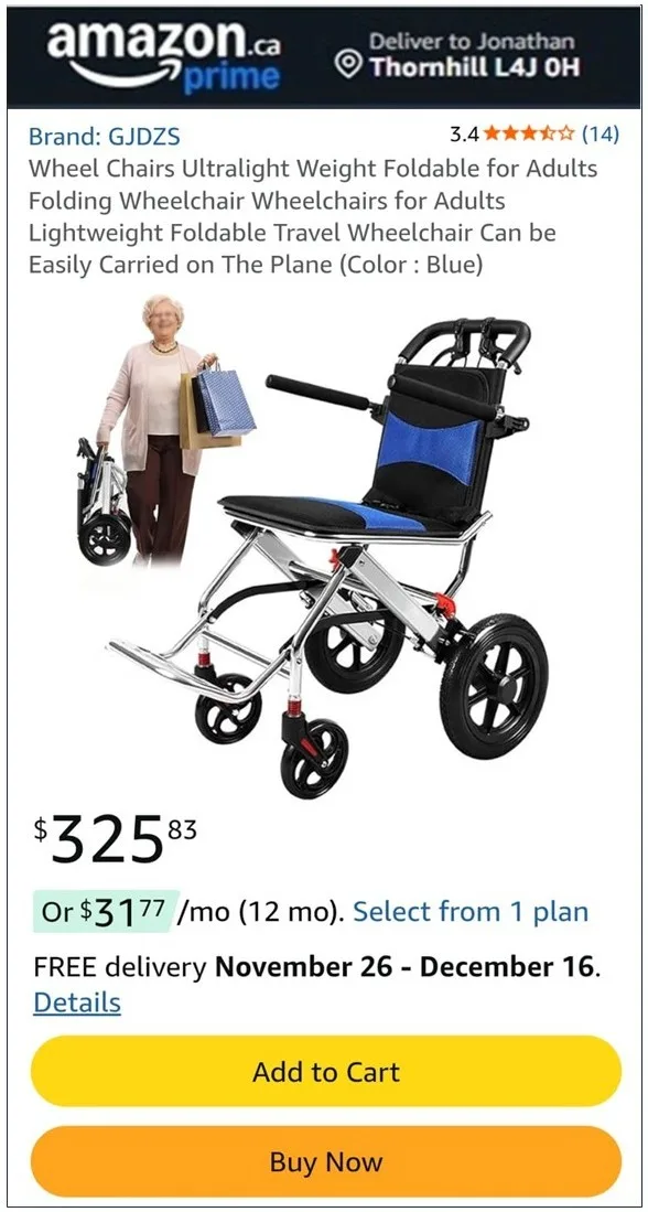 BRAND NEW GJDZS Ultralight Foldable Travel Wheelchair for Adults image indicator(2)