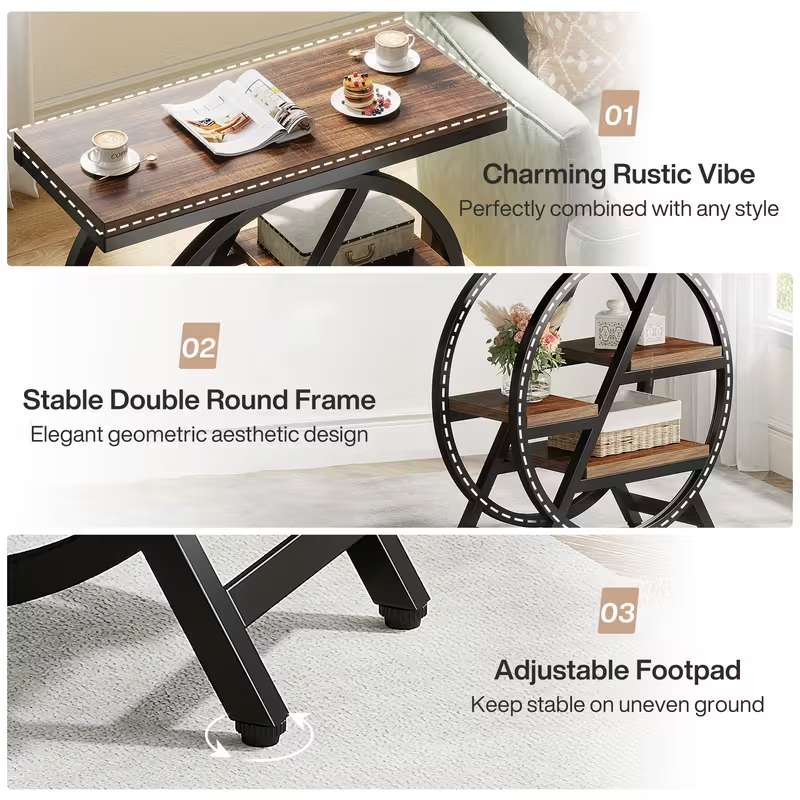 Brand New End Table with 4-Tier Large Storage Space - photo 4