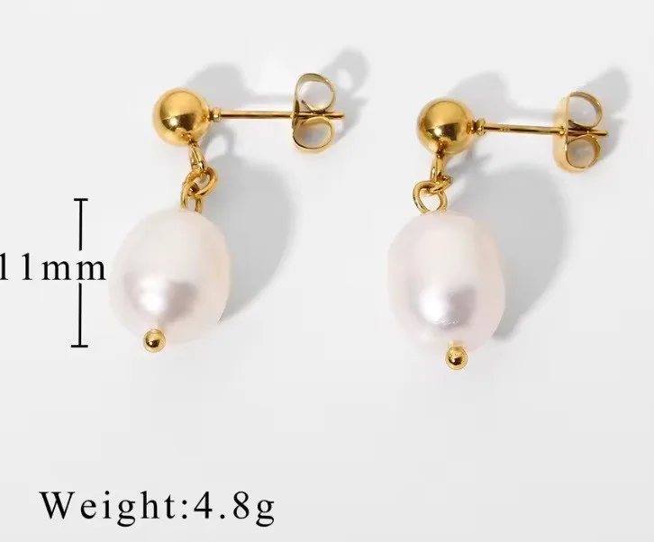 18K Gold Plated Stainless Steel Pearl Earring (Tarnish free) image indicator(5)