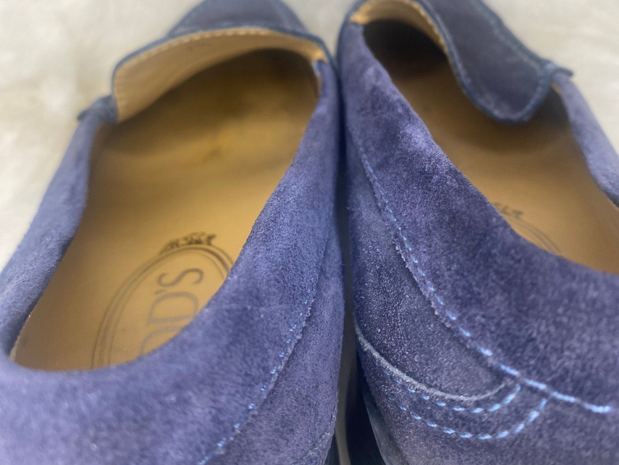 Tods Pantofola City Gommino Women’s Blue Suede Loafers 7-1/2 - photo 5