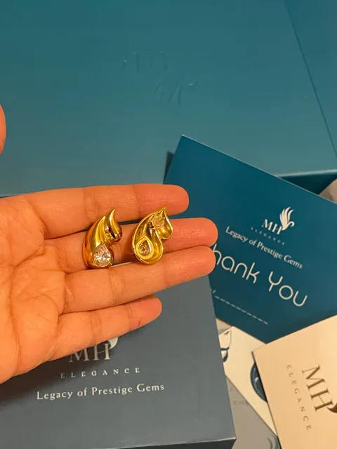 14k Gold Plated Double Teardrop Stud Earrings image indicator(3)