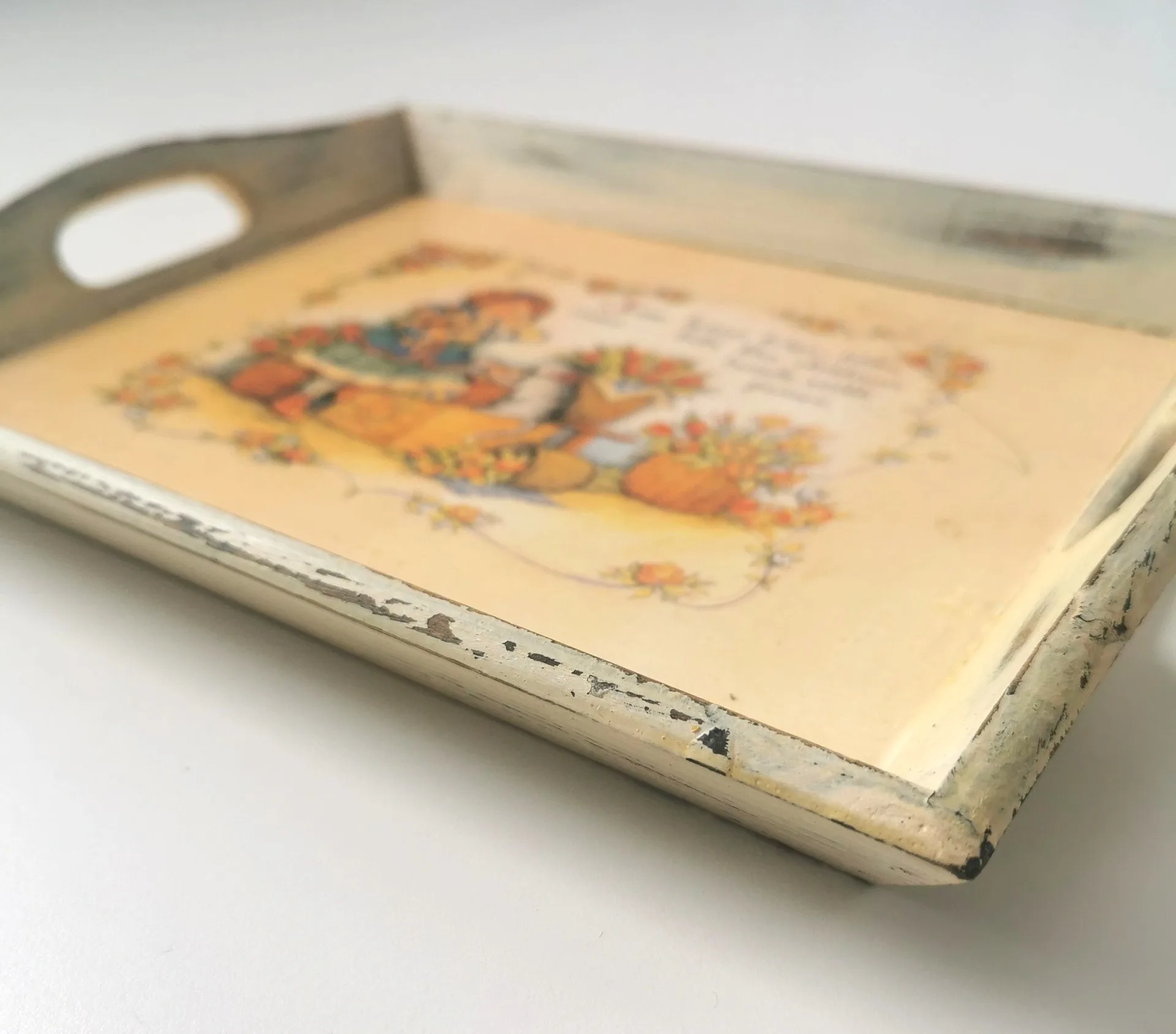 Rare Vintage Picture Wood Serving Tray image indicator(7)