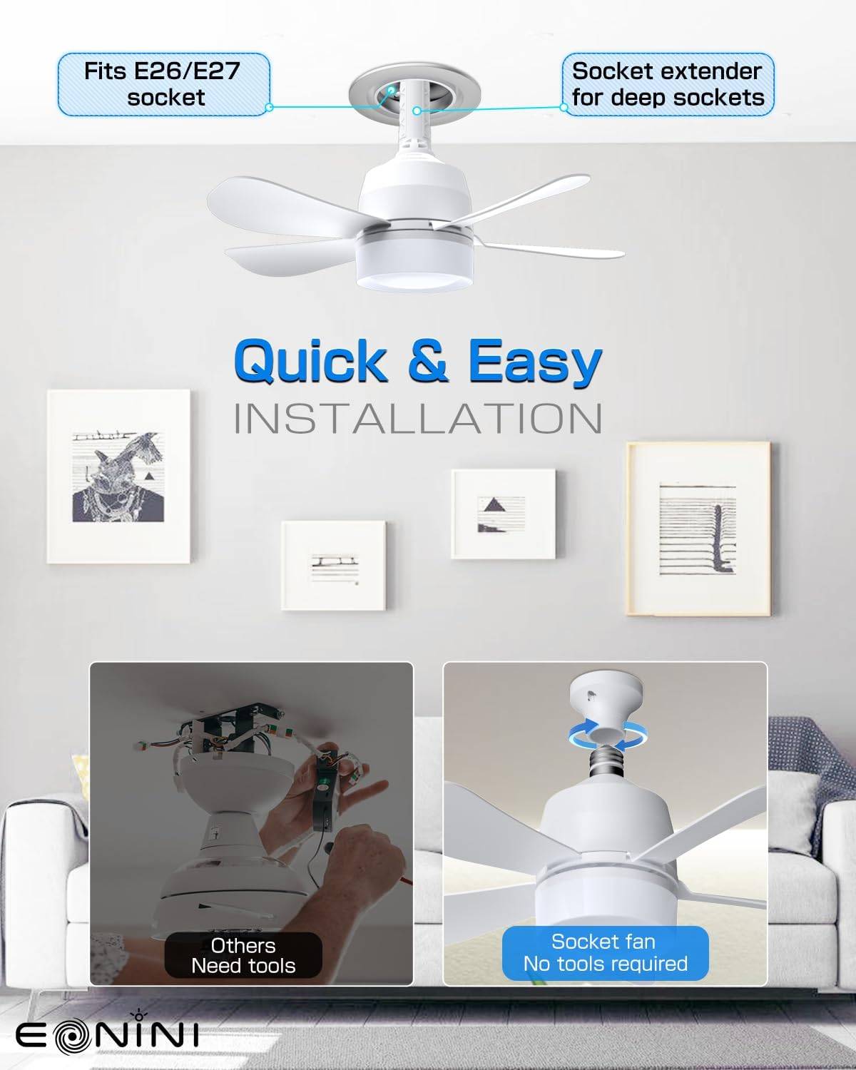 EONIN Versatile Socket Fan Light - White - photo 5