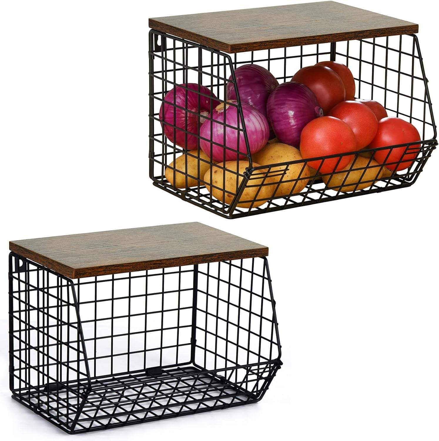 Wetheny 2-Piece Metal Fruit & Vegetable Storage Baskets – Matte