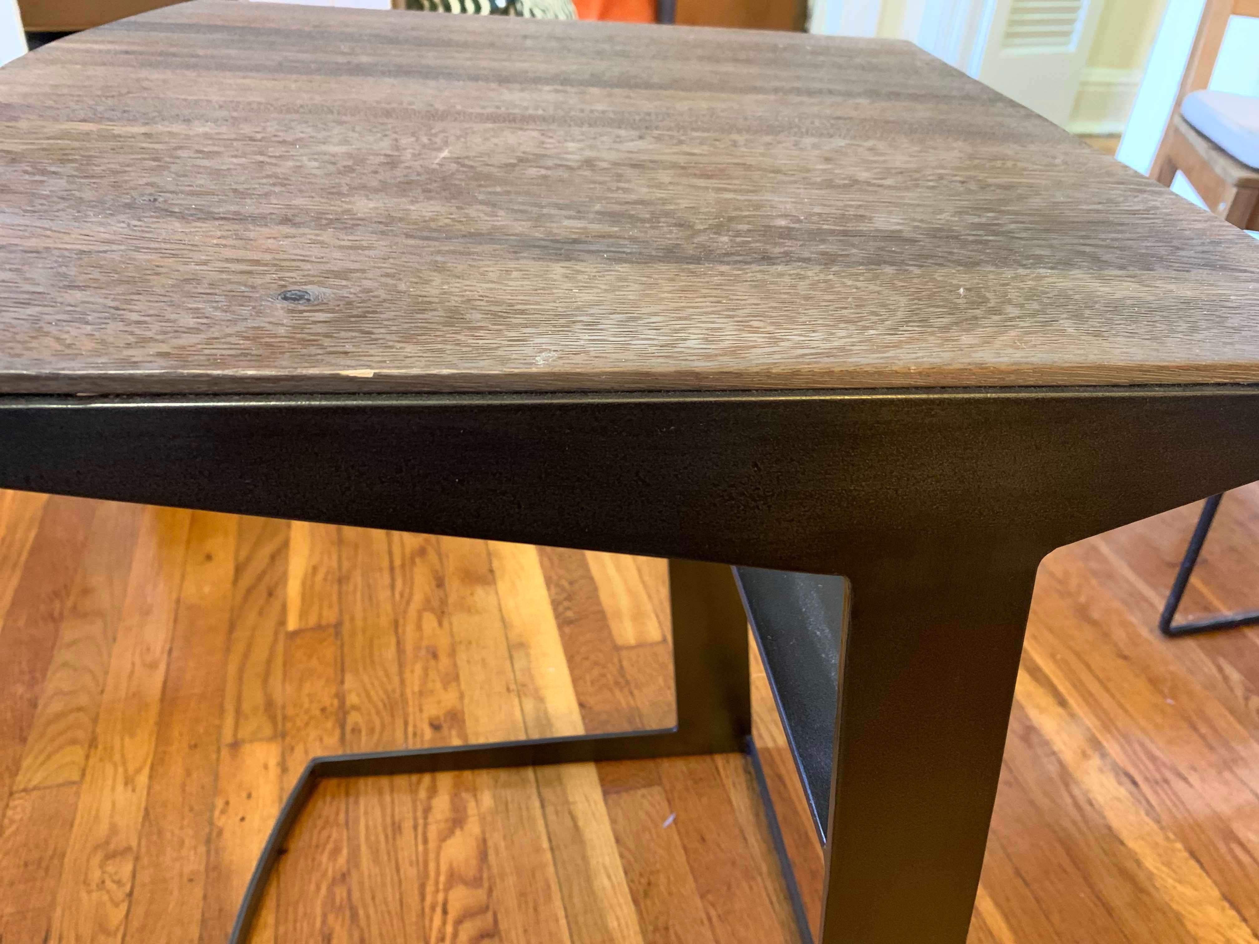 Modern metal and wood side table - photo 3
