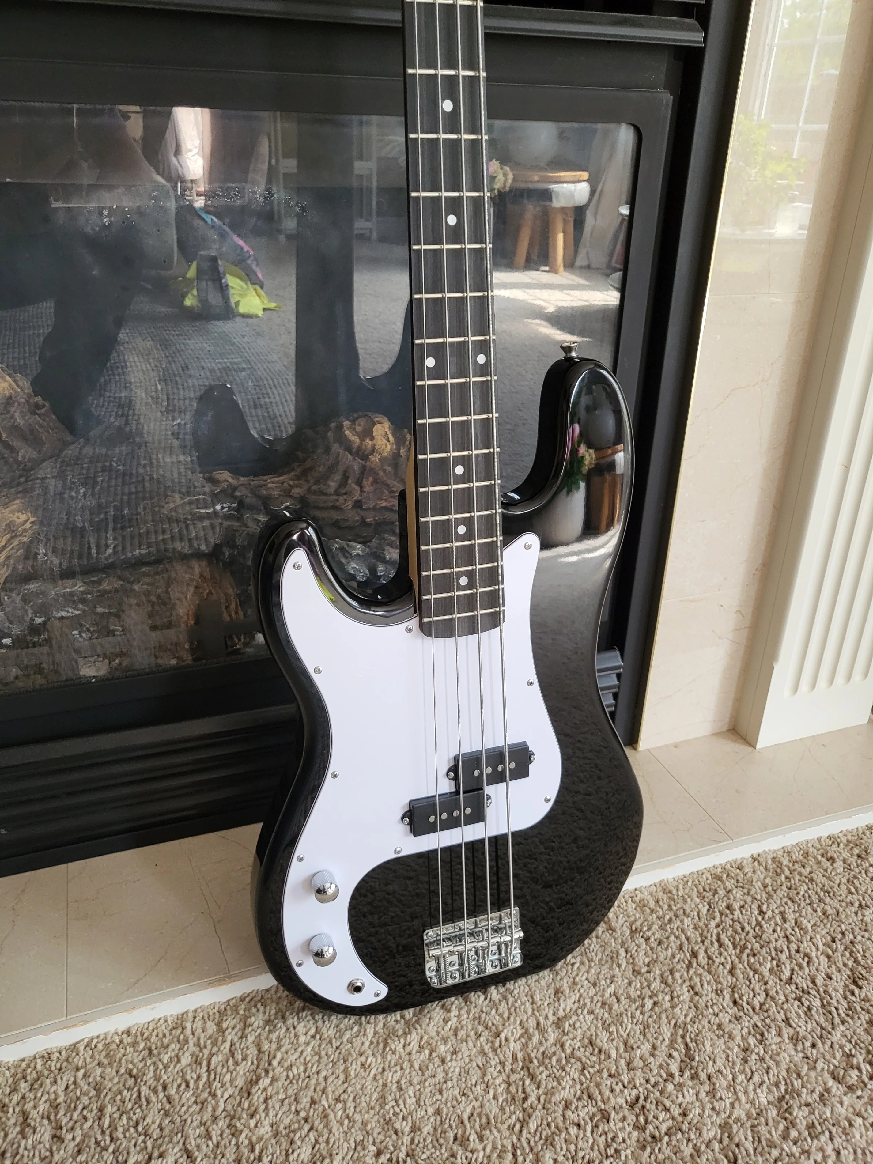 Left-Handed Precision Style Bass Guitar Brand New Black package image indicator(4)