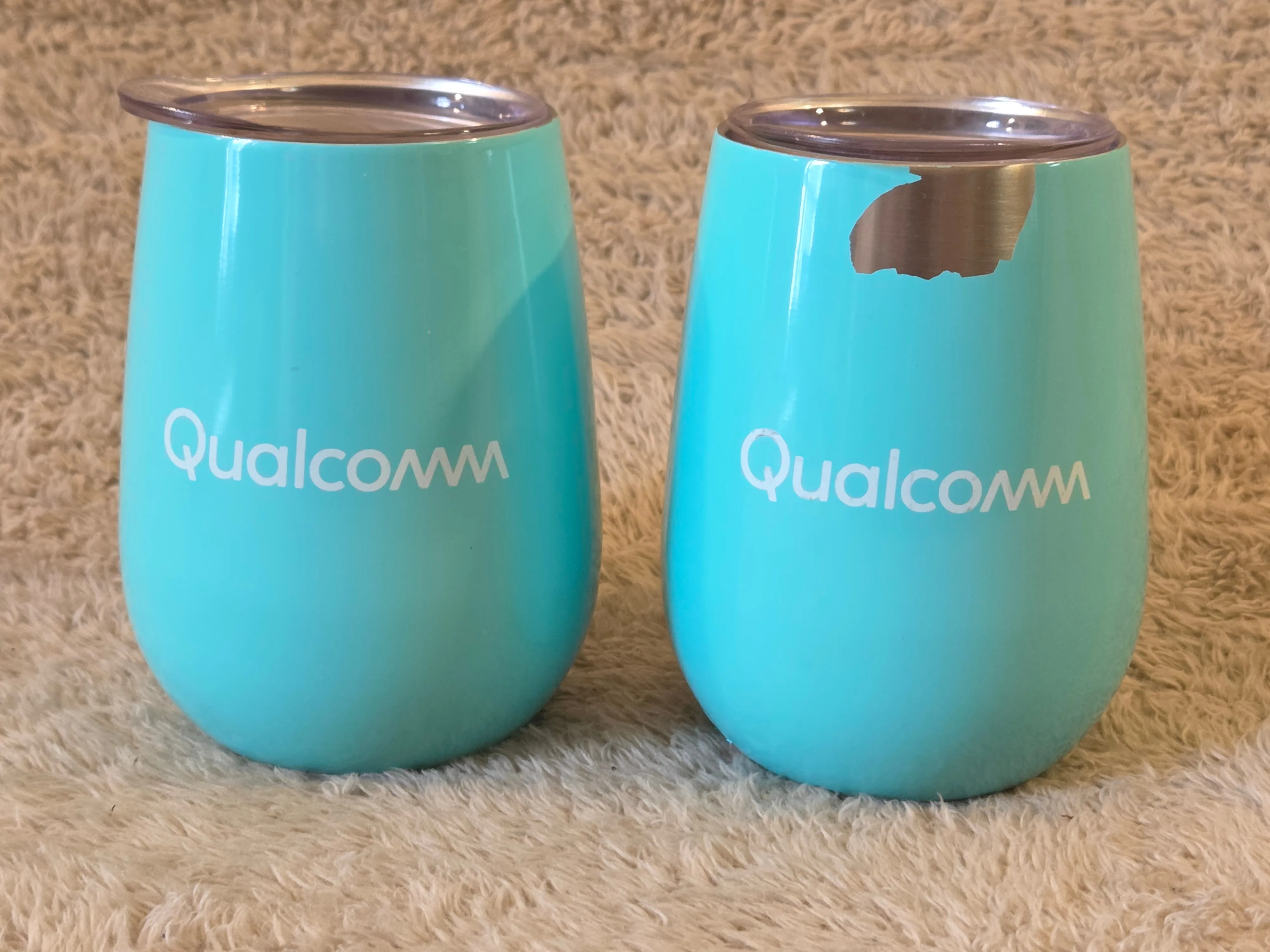 2x Turquoise Insulated Wine Tumblers, 12 oz, w/Lids image indicator(2)