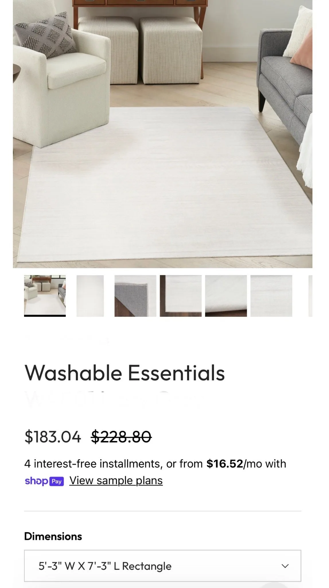 New Washable 5'3" x 7'3" Area Rug image indicator(10)