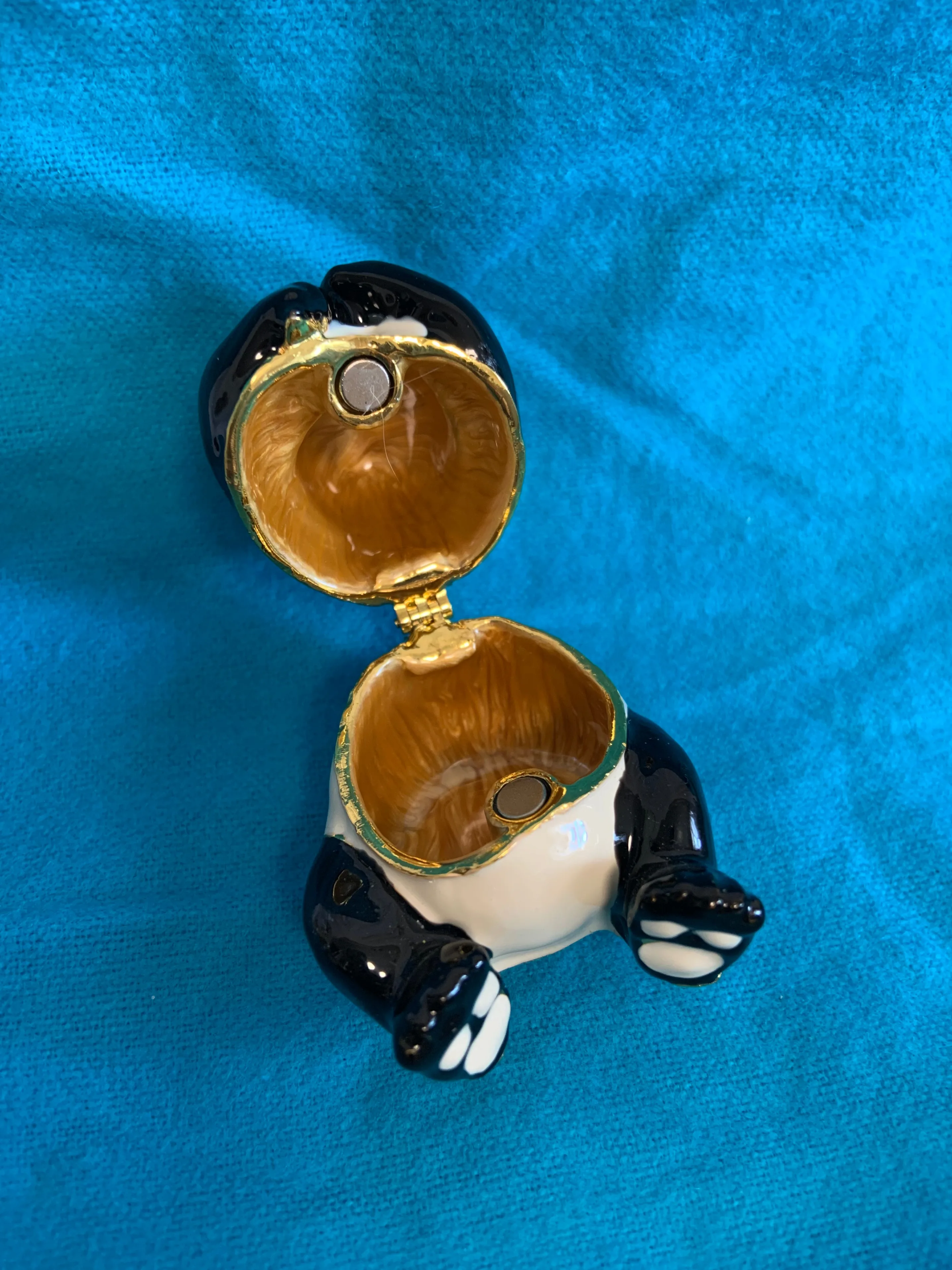 Jeweled Enamel Handpainted Panda Trinket Box image indicator(5)