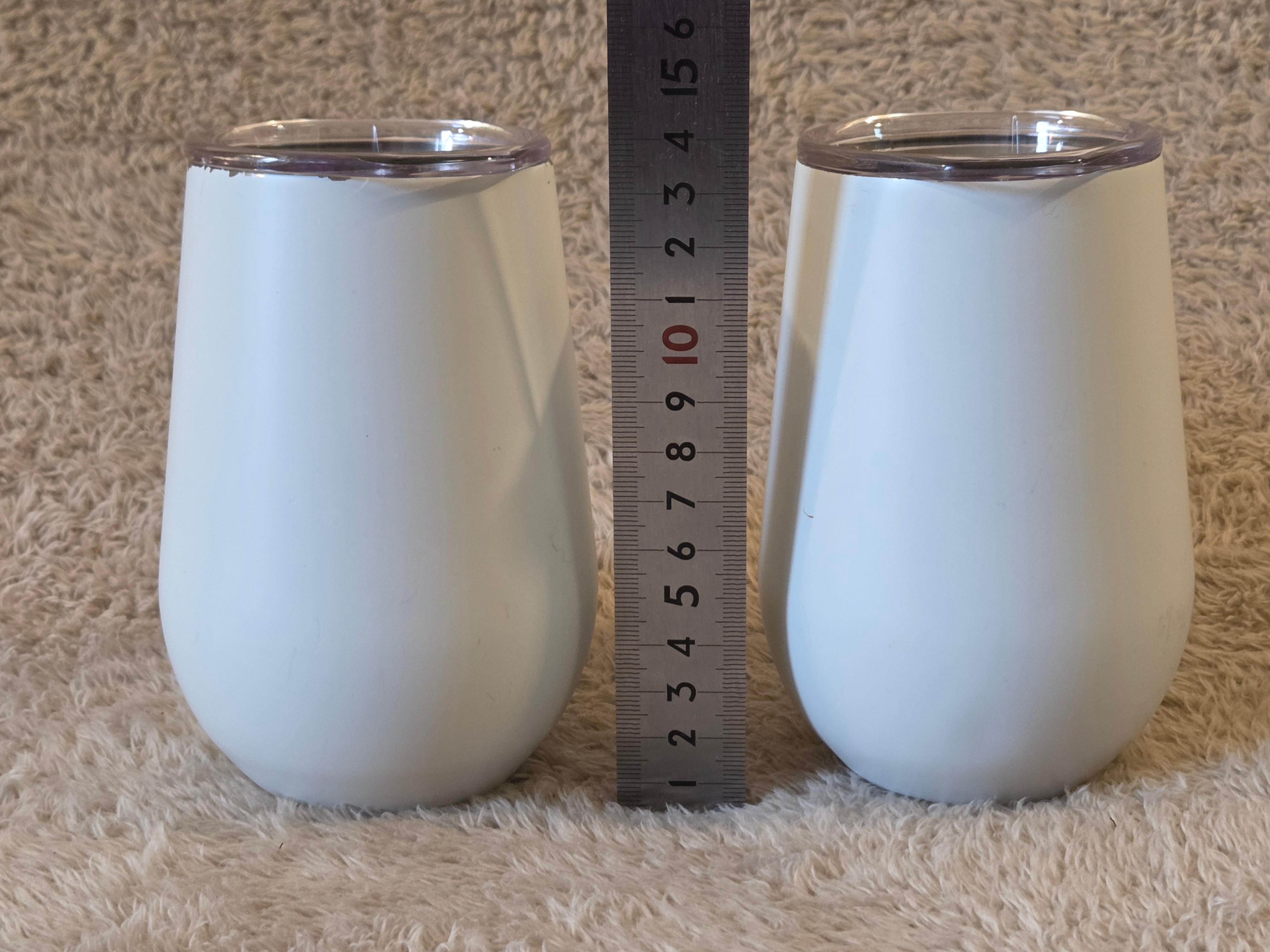 Pair of White Insulated Wine Tumblers, 12 oz, w/Lids - photo 2